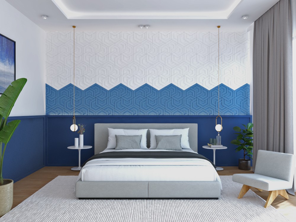 กระเบื้องผนัง 3 มิติ ลาย Norden ใน ห้องนอน Norden Pattern 3D Tile in Bed Room