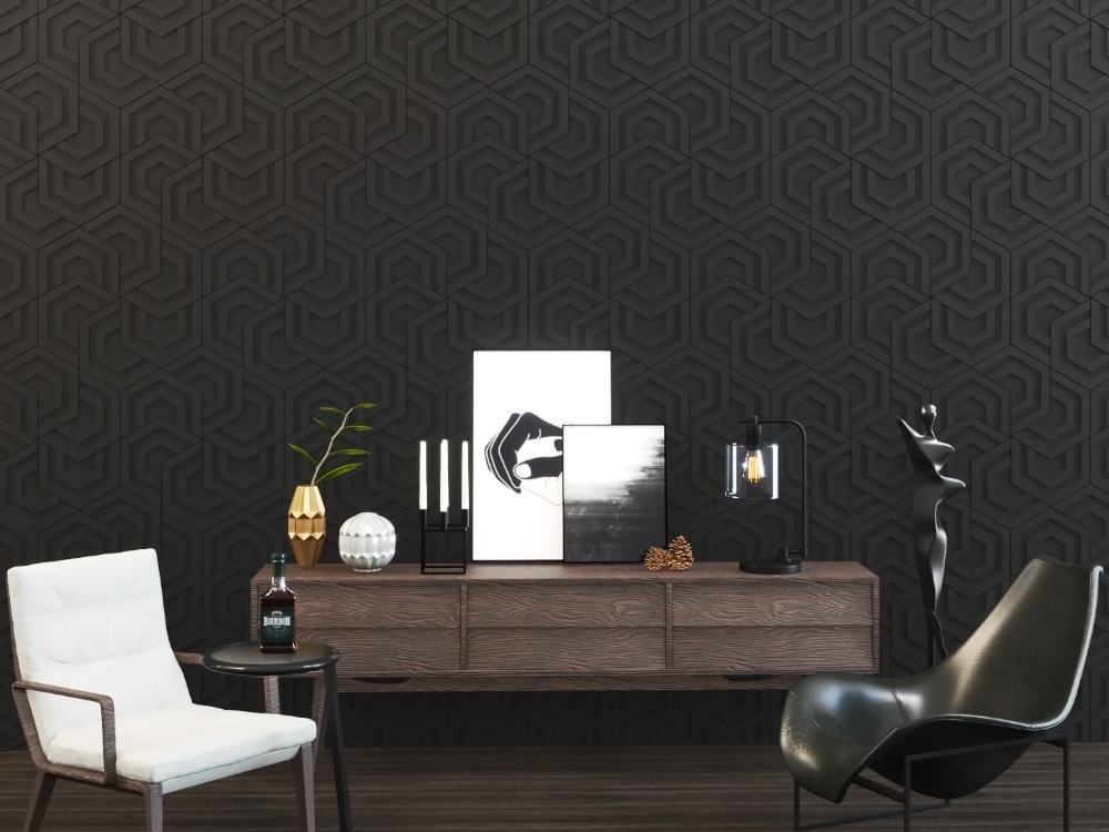 กระเบื้องผนัง 3 มิติ ลาย Norden ในห้องนั่งเล่น Norden Pattern 3D Tile in Living Room
