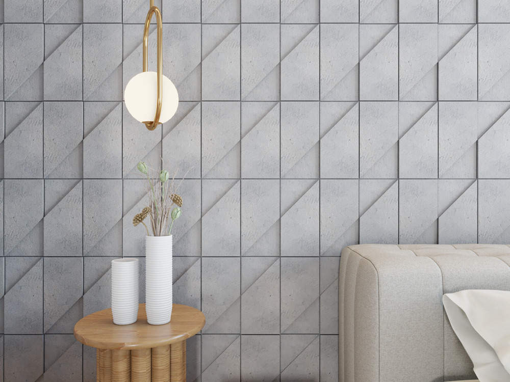 Peak กระเบื้องผนัง 3 มิติลาย Ribbon สีเทา