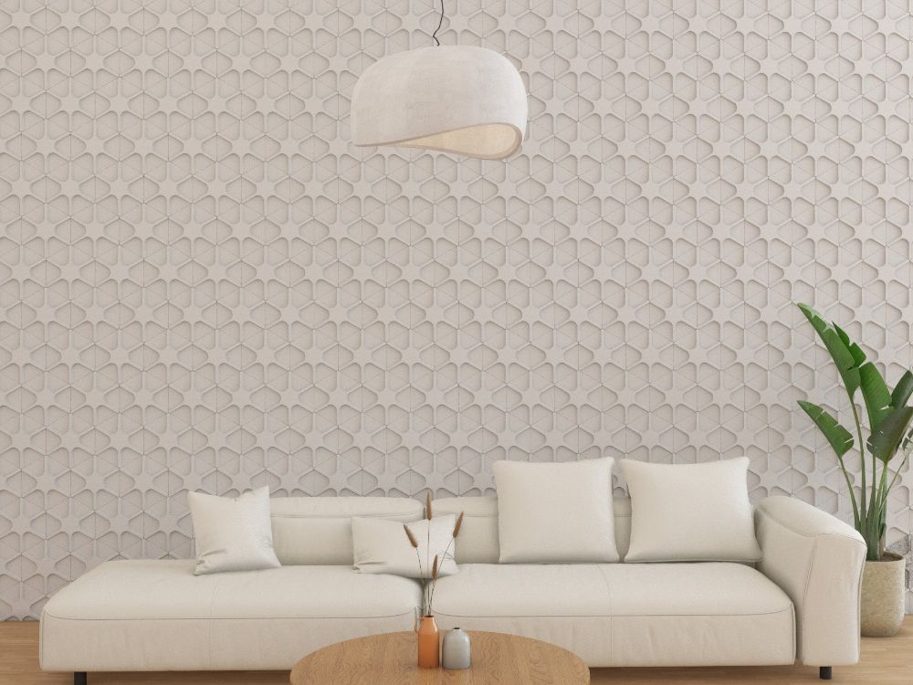 กระเบื้องผนัง 3 มิติ ลาย Star ใน ห้องนั่งเล่น Star Pattern 3D Tile in Living Room