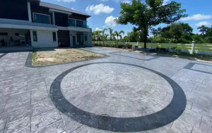 ตัวผลงานคอนกรีตพิมพ์ลาย ลาย Cobble Circle 2