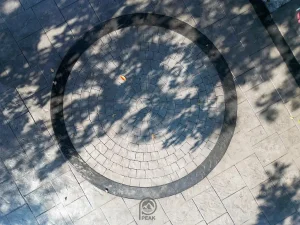 ตัวผลงานคอนกรีตพิมพ์ลาย ลาย Cobble Circle 3