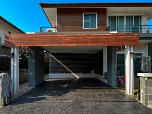 ตัวผลงานคอนกรีตพิมพ์ลาย ลาย Old English Cobble Front Door Entrans