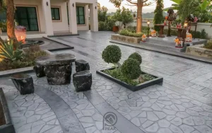 ตัวผลงานคอนกรีตพิมพ์ลาย ลาย Random River Rock 1