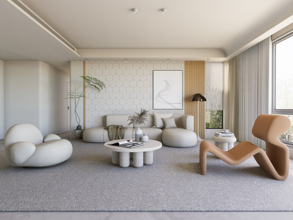 กระเบื้อง 3 มิติ ซีรีส์ Hexie ลาย Box Living Room