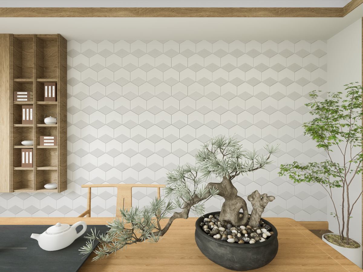 กระเบื้อง 3 มิติ ซีรีส์ Hexie ลาย Simple Diner room On the wall HD