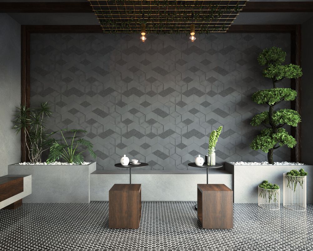 กระเบื้อง 3 มิติ ซีรีส์ Hexie ลาย Simple&Box Dinner Room