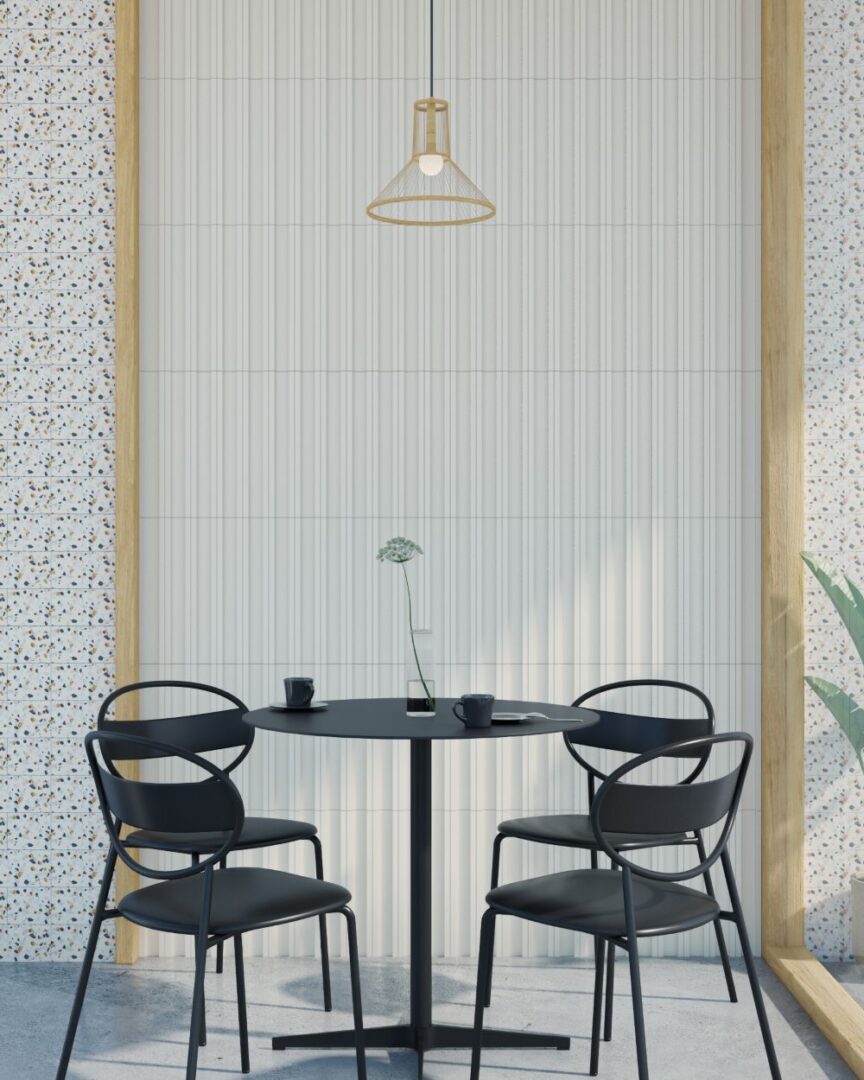 กระเบื้อง 3 มิติ ลาย Verge Install on dinner scene white Room