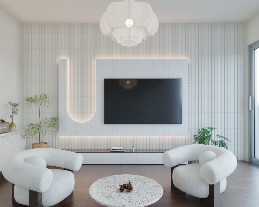 กระเบื้อง 3 มิติ ลาย Verge Living room scene