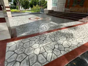 คอนกรีตพิมพ์ลาย ลายพิเศษ Border Brown Color with the Random River Rock Pattern